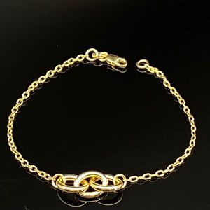 SOLID 14K GOLD 3-OVAL ROLO LINK BRACELET